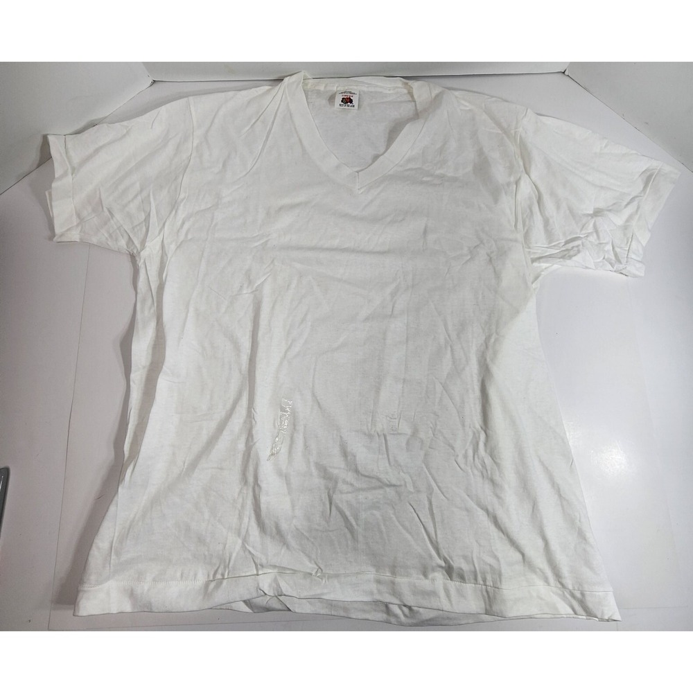 Vintage 80s 90s Fruit Of The Loom V-Neck Undershirts Tshirt Size XL 46-48 Single